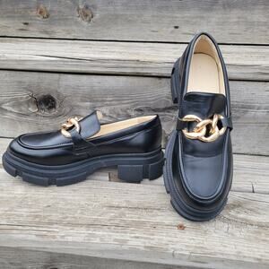 Yetier Chunky Platform Y2K Loafer Punk Grunge Shoe Black Size 8 Lug Sole Preppy